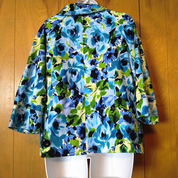 Notations Women's XL 3/4 Sleeve Button Front Floral Lined Lightweight Blazer - Picture 7 of 7